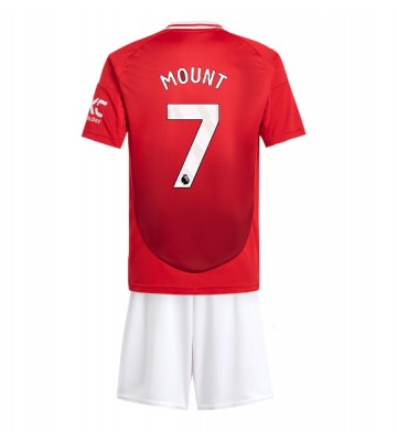 Manchester United Mason Mount #7 Primera Equipación Niños 2024-25 Manga Corta (+ Pantalones cortos)